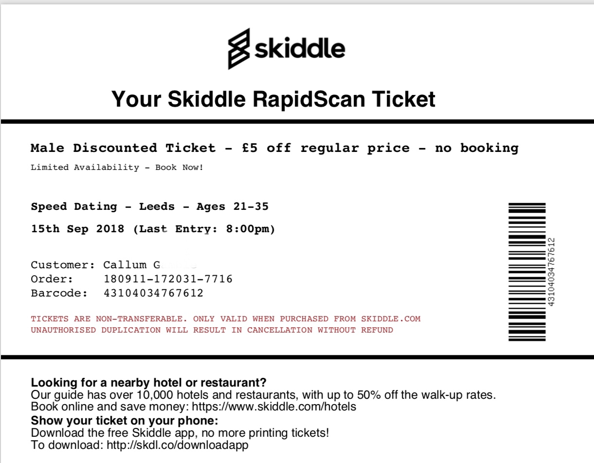 alt="skiddle speed dating event ticket"